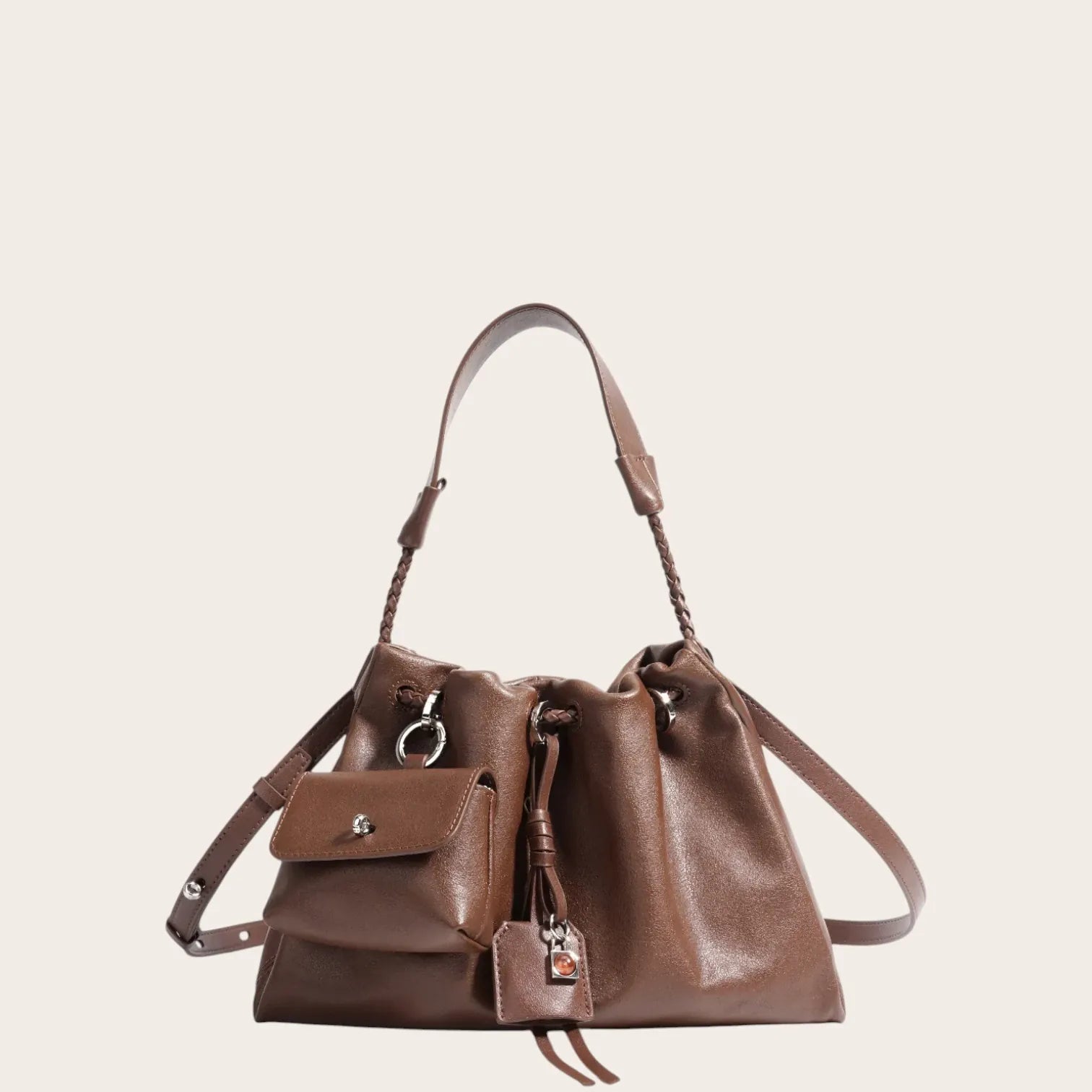 Sac bourse cuir pochette Marron