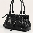 Sac cabas biker clous cadenas vintage Noir