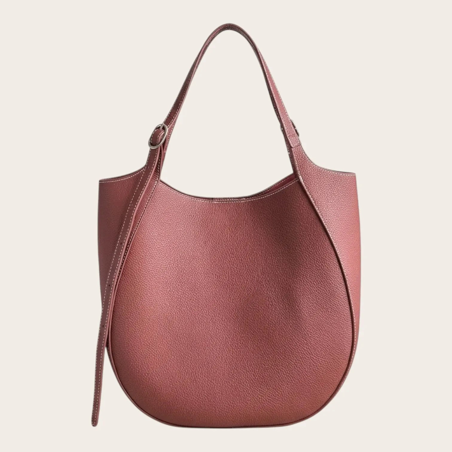 Sac cabas cuir rond Acajou