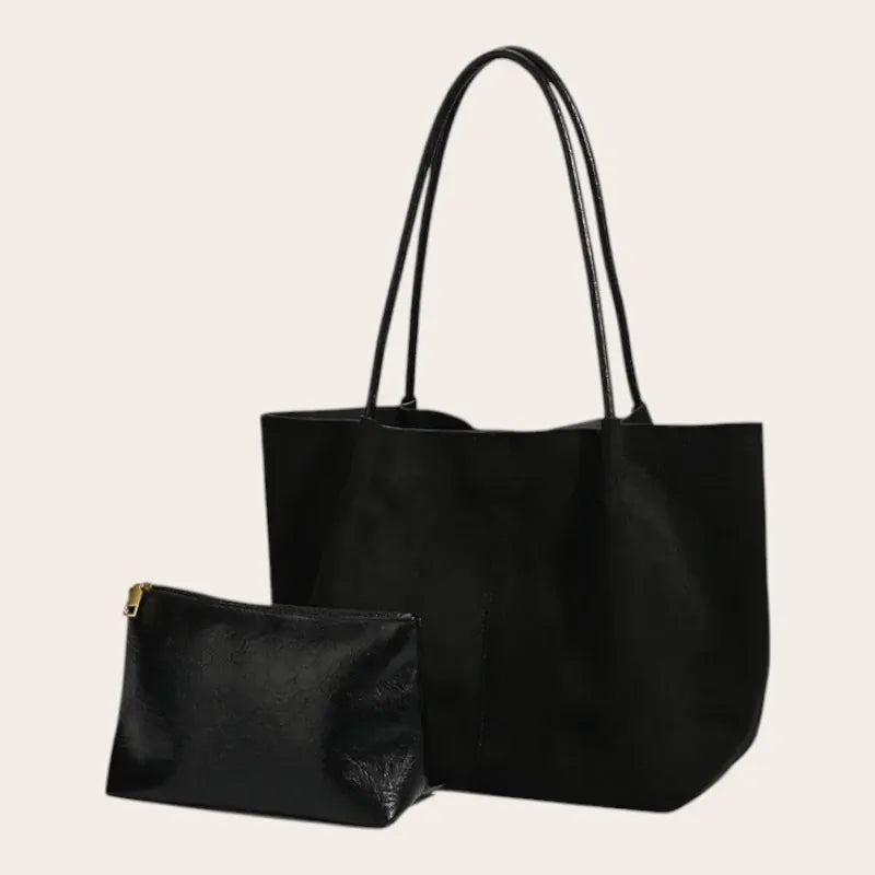 Sac cabas fin en suédine Noir