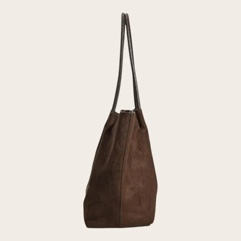 Sac cabas fin en suédine Marron