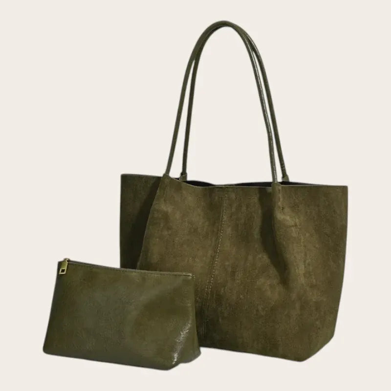 Sac cabas fin en suédine Vert