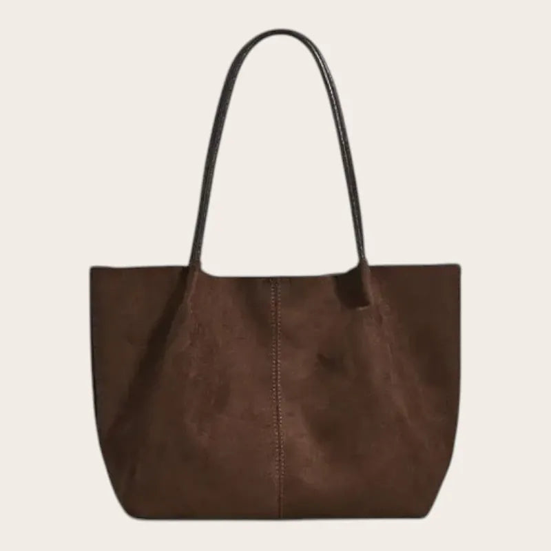 Sac cabas fin en suédine Marron