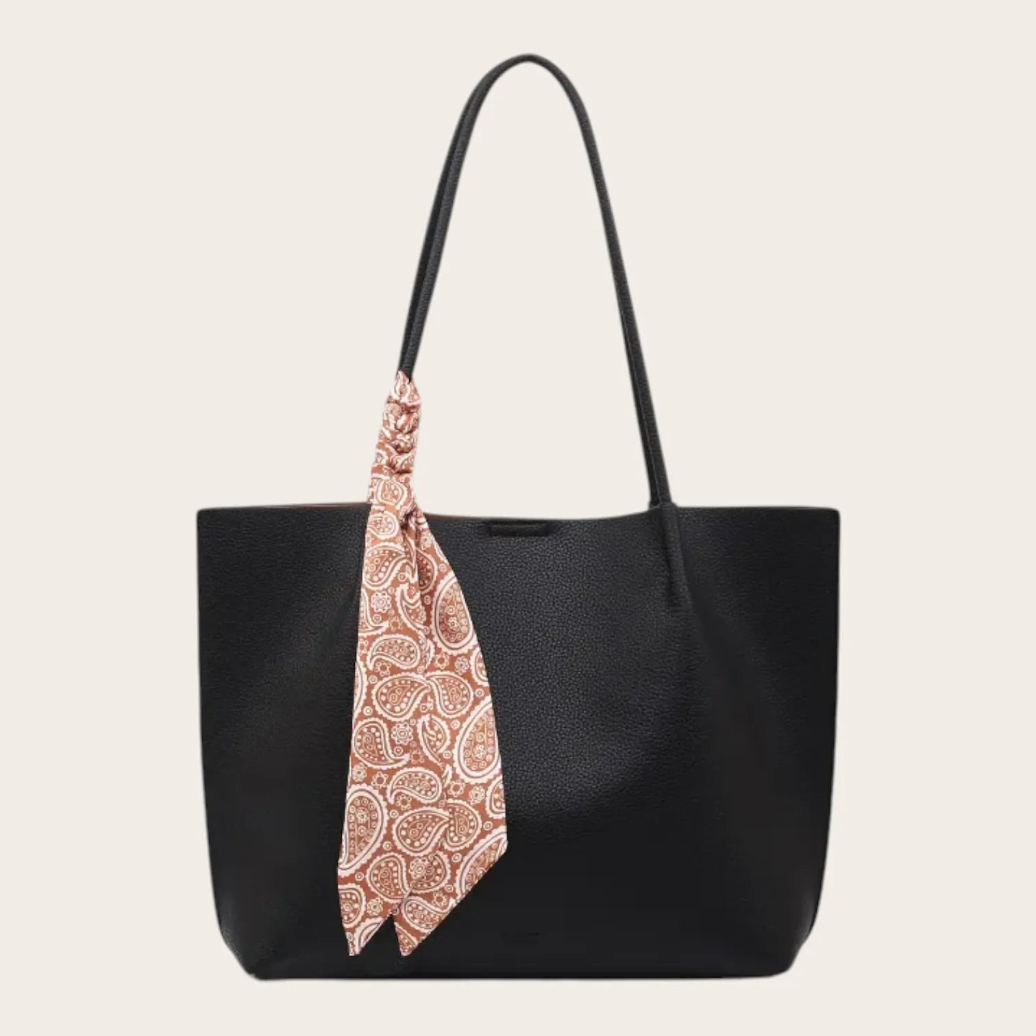 Sac cabas foulard cuir Noir