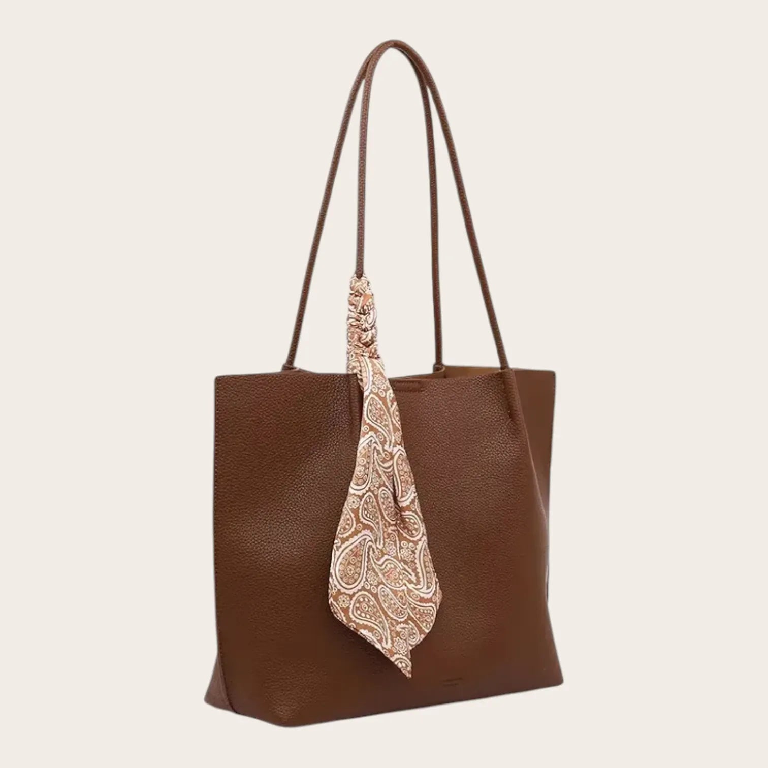 Sac cabas foulard cuir Marron