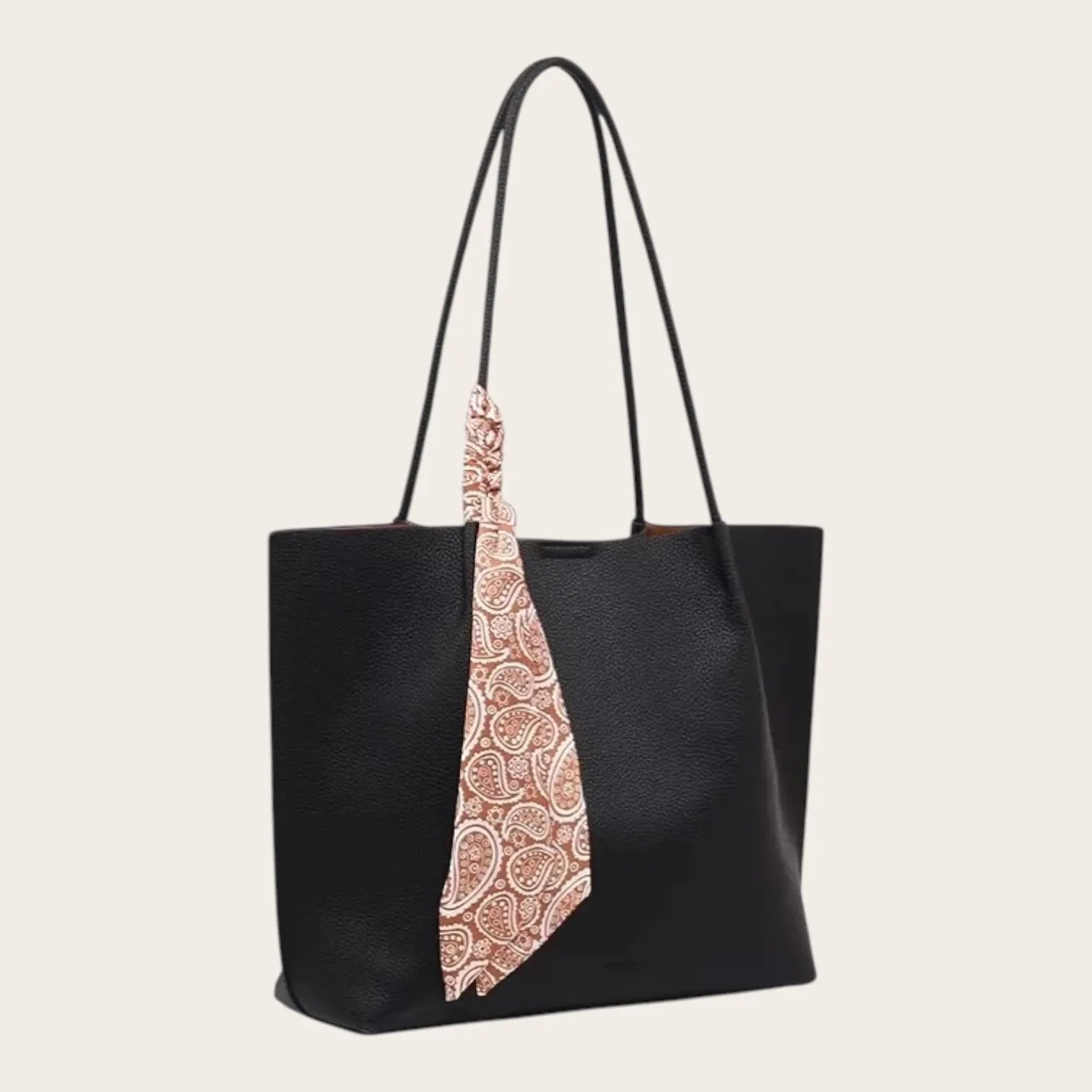 Sac cabas foulard cuir Noir