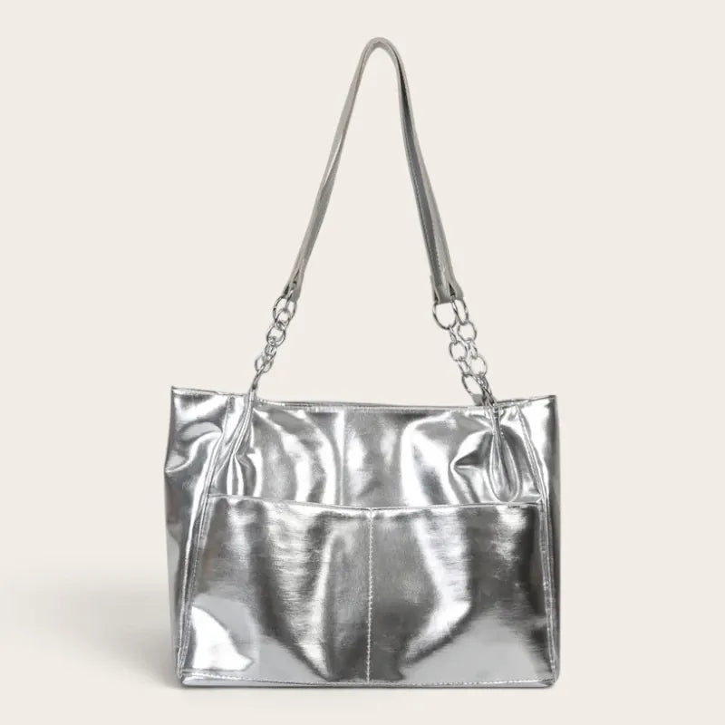 Sac cabas rétro argenté  Argent