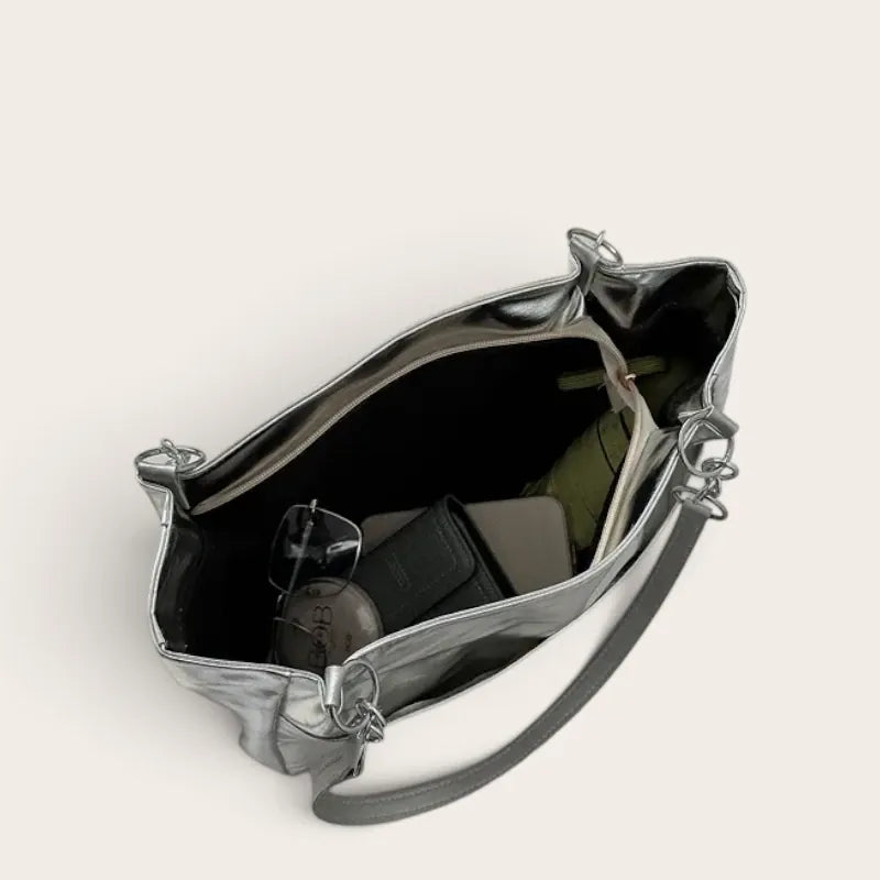 Sac cabas rétro argenté Argent