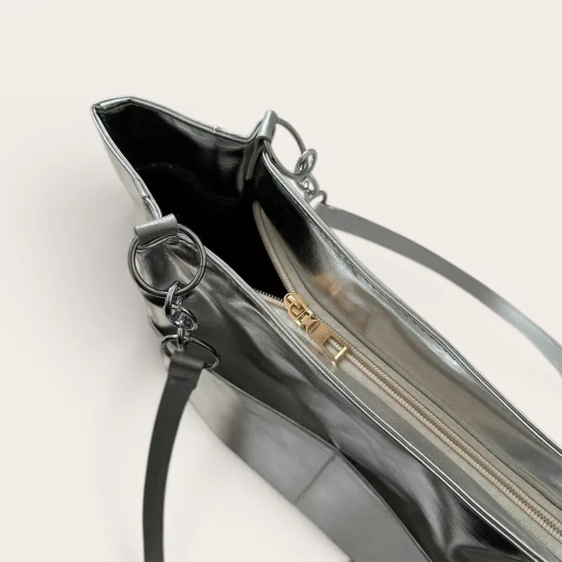 Sac cabas rétro argenté Argent