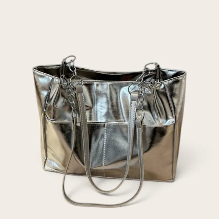 Sac cabas rétro argenté Argent
