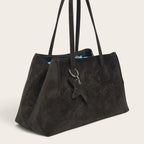 Sac cabas trapèze cuir doublure contrastante Marron