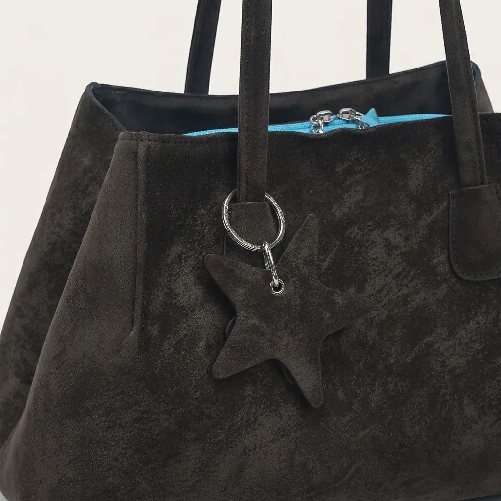 Sac cabas trapèze cuir doublure contrastante Marron