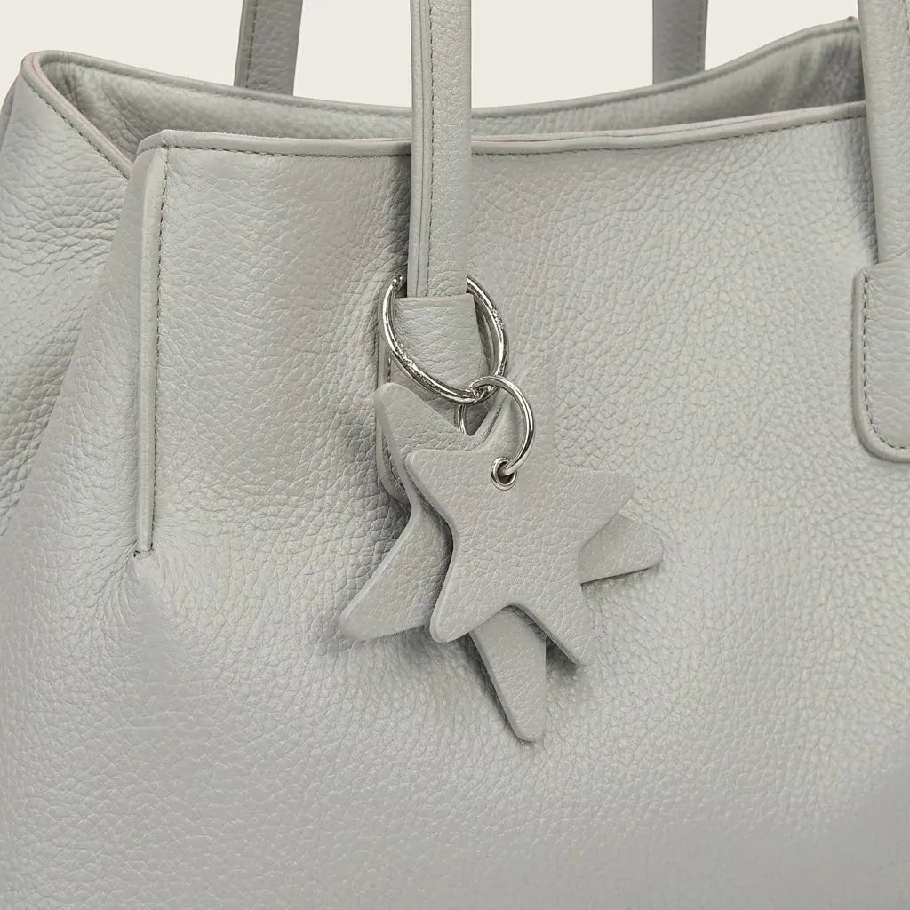 Sac cabas trapèze cuir doublure contrastante Gris
