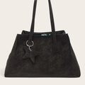 Sac cabas trapèze cuir doublure contrastante Marron
