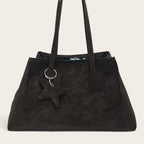 Sac cabas trapèze cuir doublure contrastante Marron