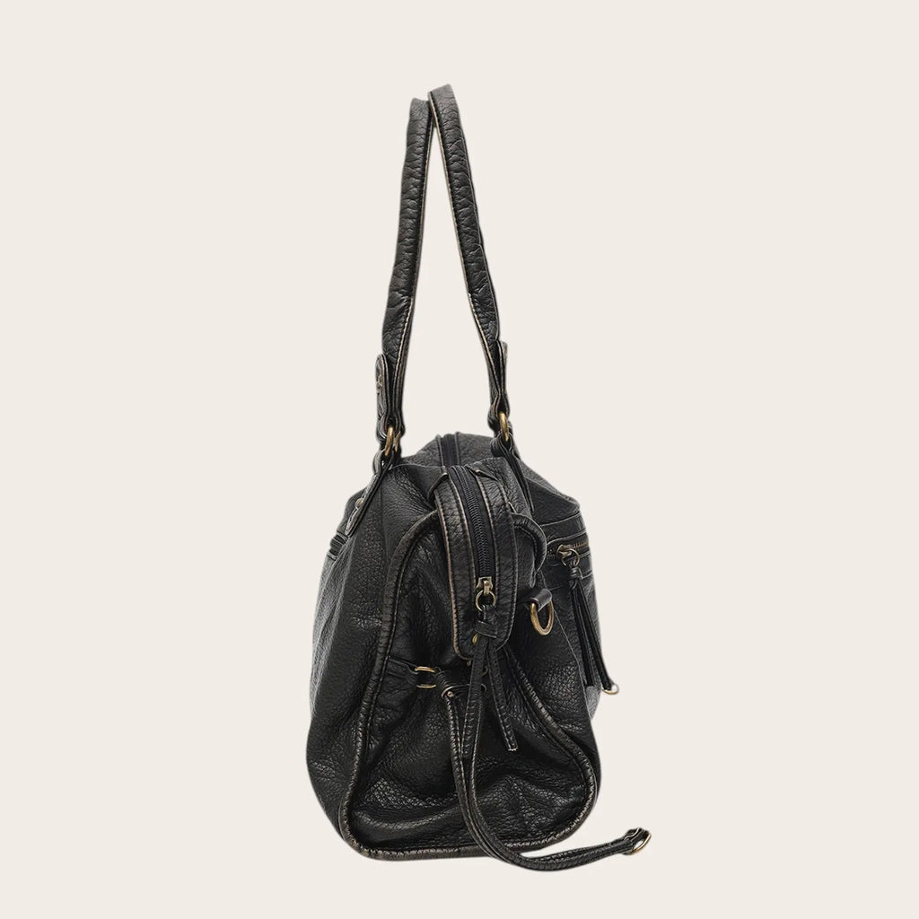 Sac cabas tressé vintage Noir