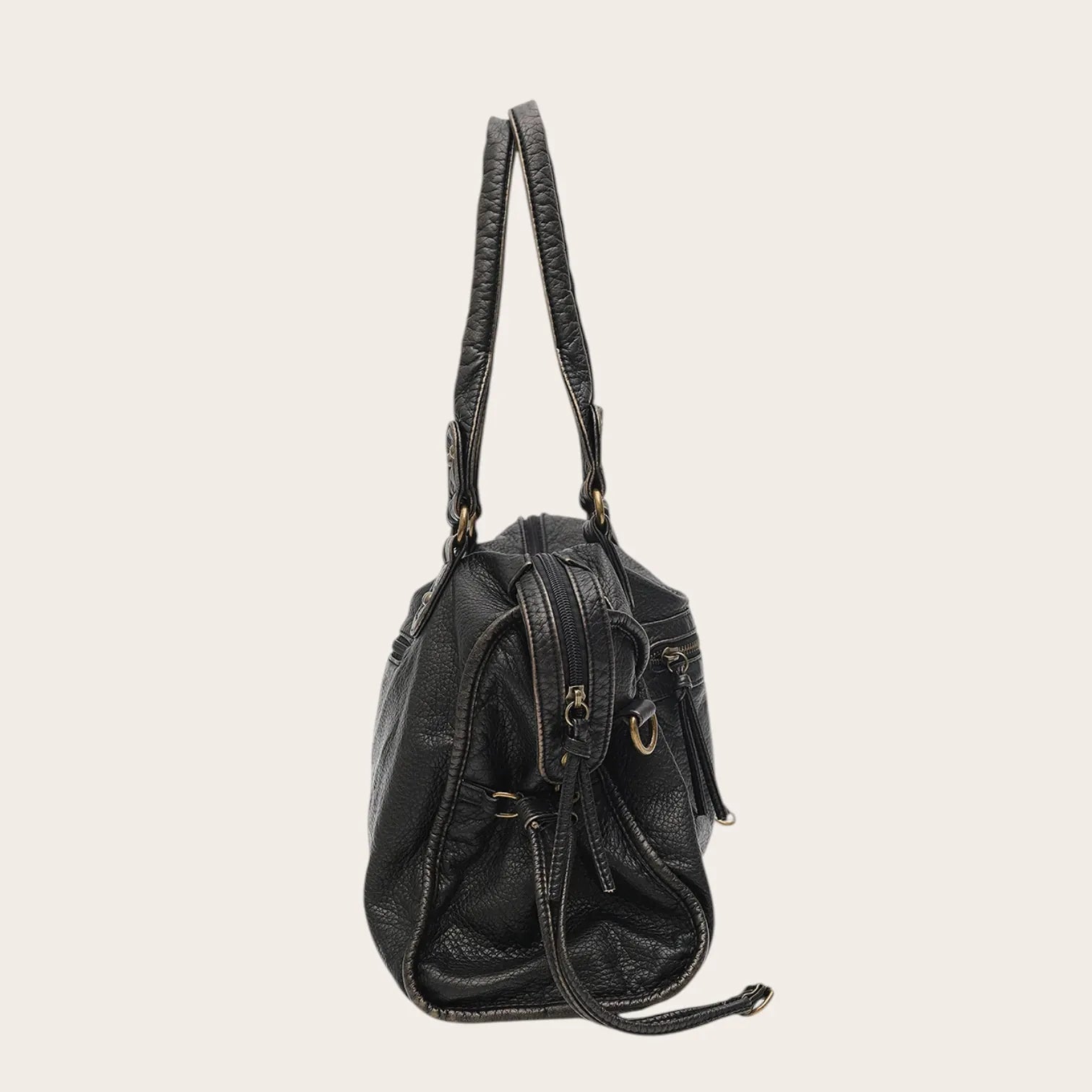 Sac cabas tressé vintage Noir