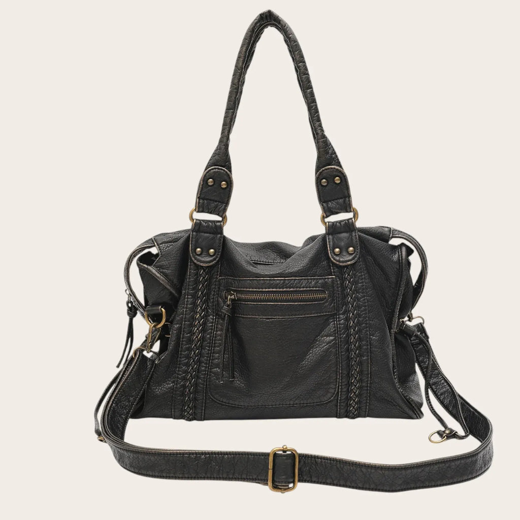 Sac cabas tressé vintage Noir
