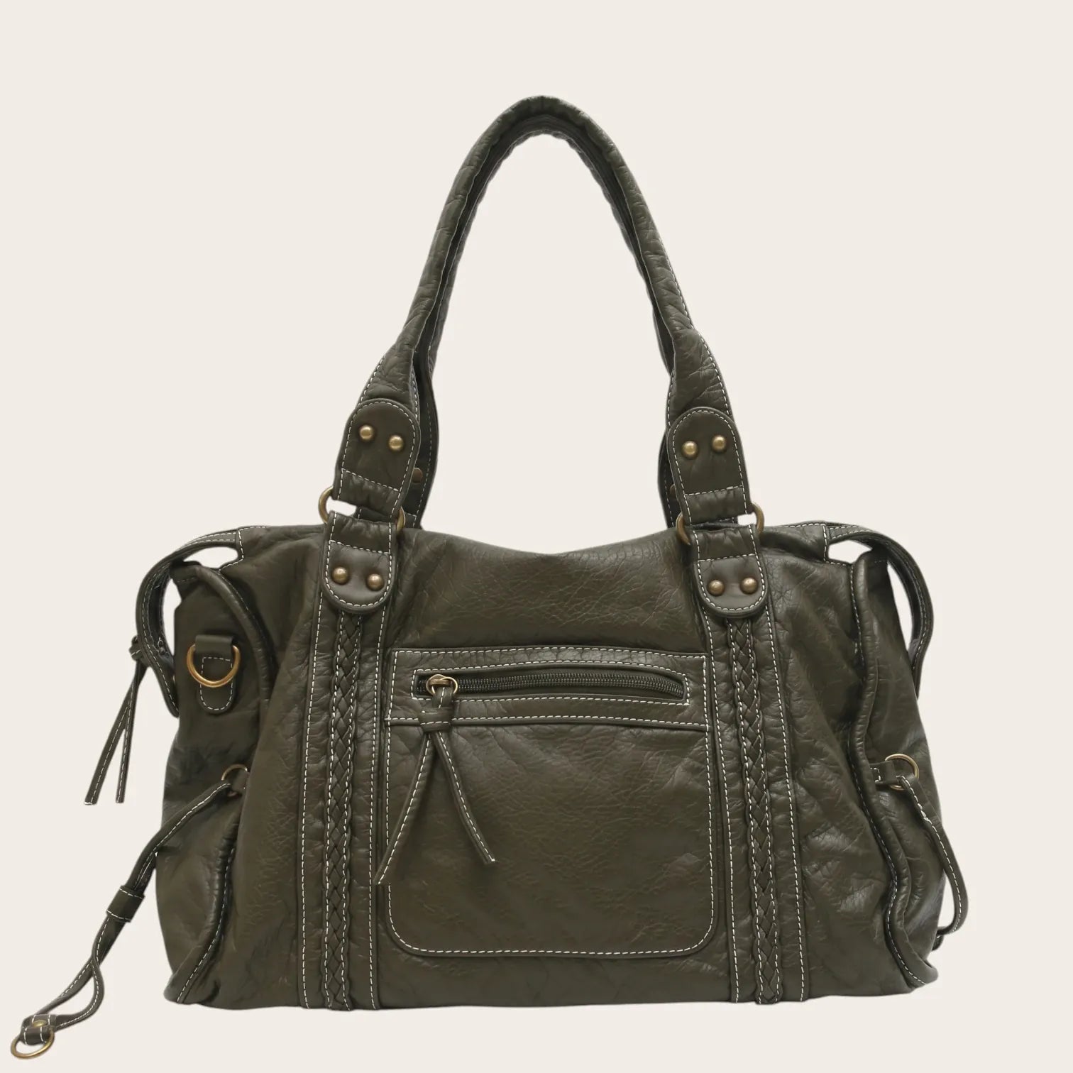 Sac cabas tressé vintage Olive