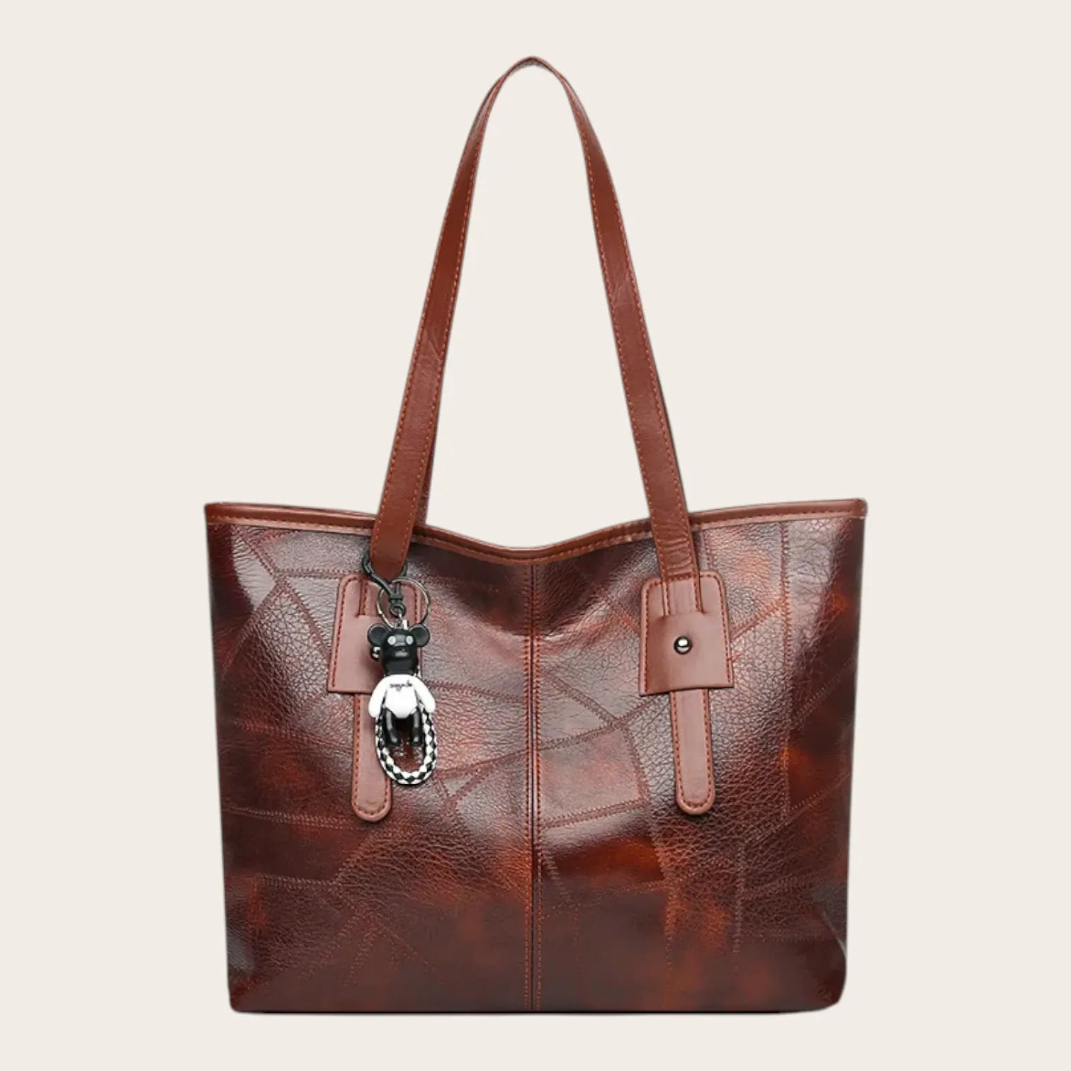 Sac cabas zippé carré Marron