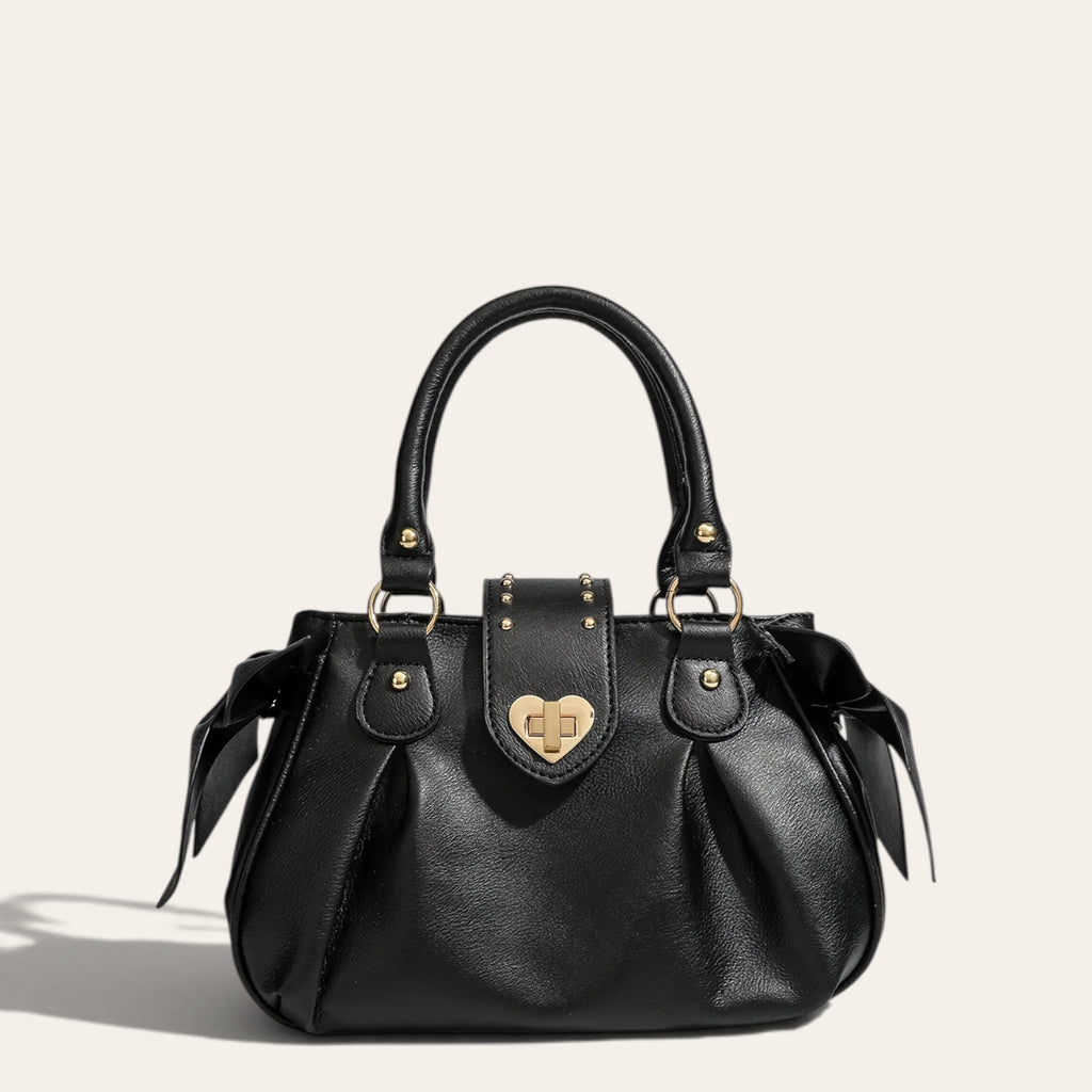 Sac coquette noeuds fermoir coeur Noir