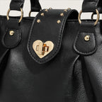 Sac coquette noeuds fermoir coeur Noir