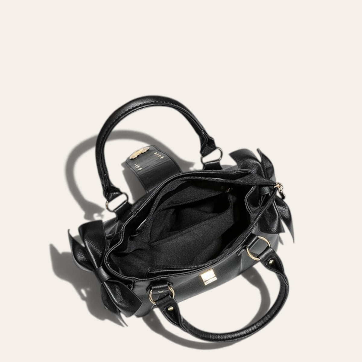 Sac coquette noeuds fermoir coeur Noir