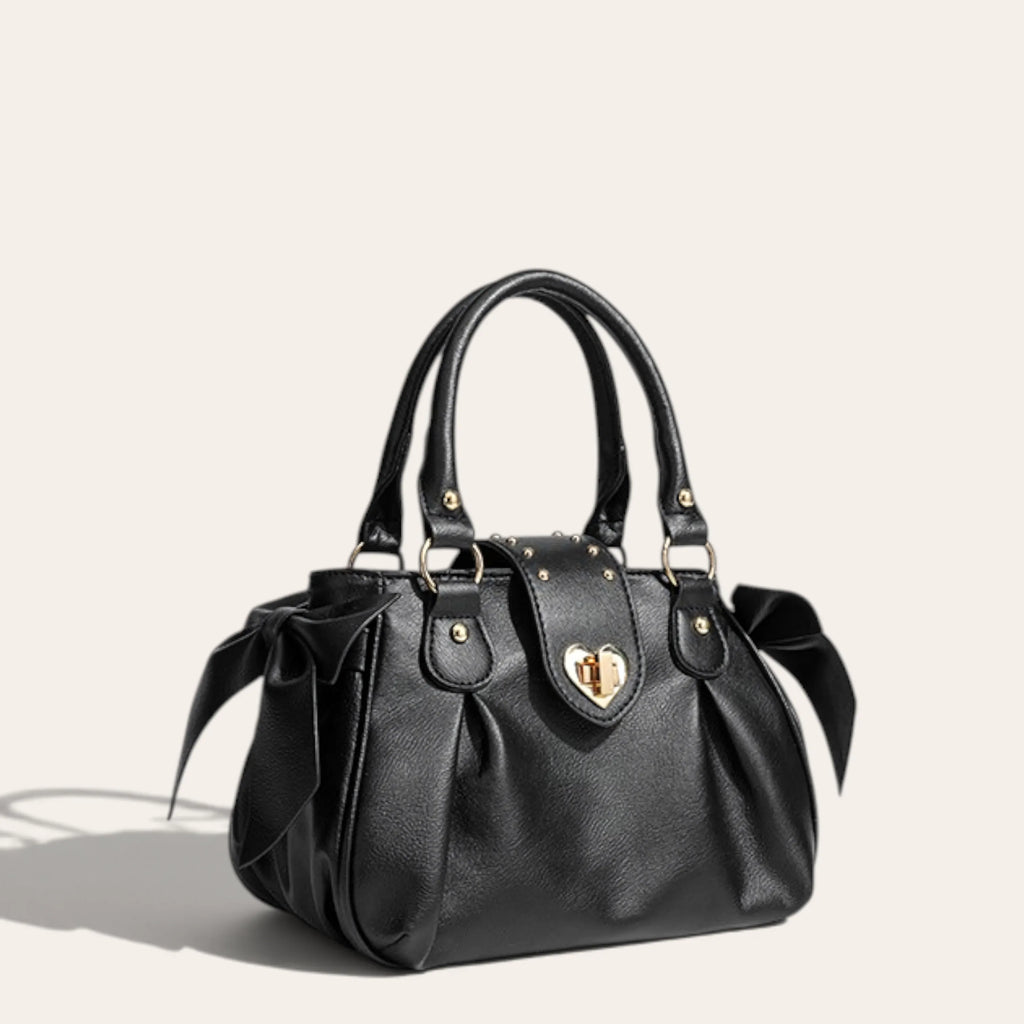 Sac coquette noeuds fermoir coeur Noir