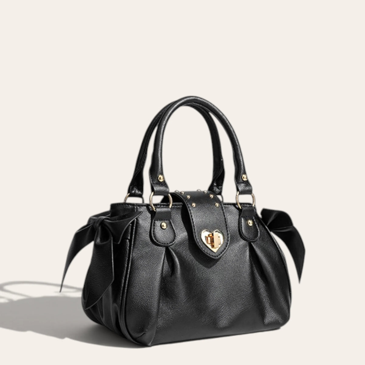 Sac coquette noeuds fermoir coeur Noir