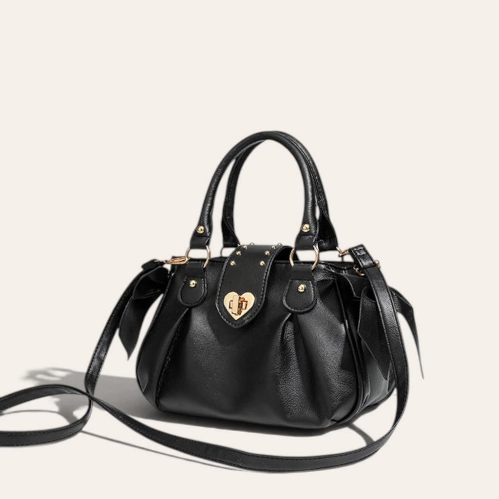 Sac coquette noeuds fermoir coeur Noir