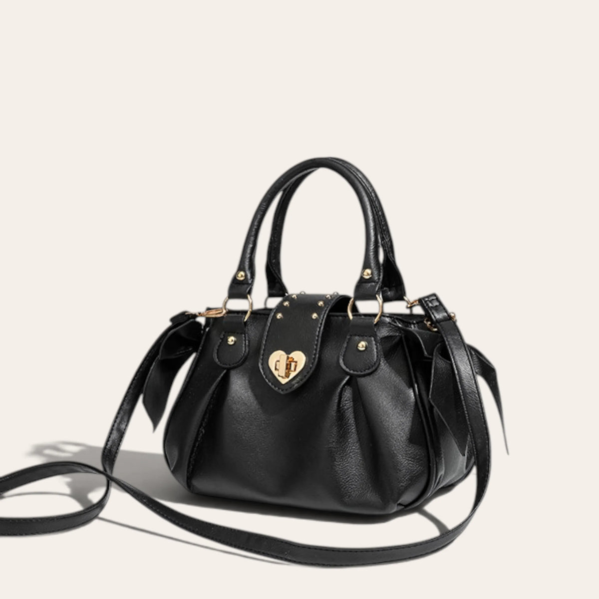 Sac coquette noeuds fermoir coeur Noir