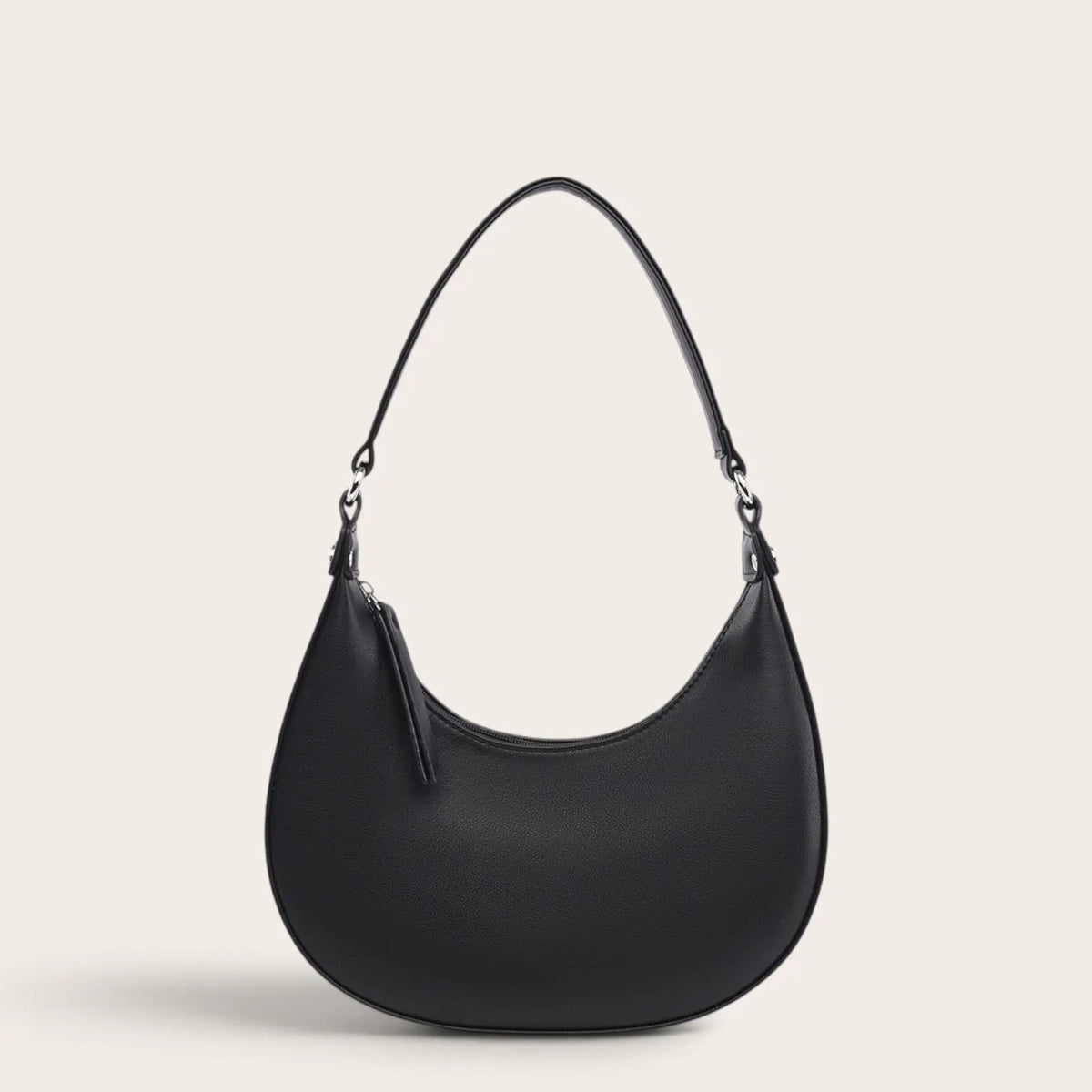 Sac croissant cuir vegan lisse Noir