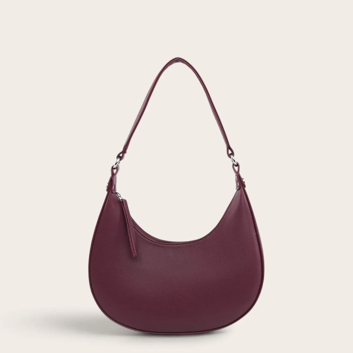 Sac croissant cuir vegan lisse Acajou