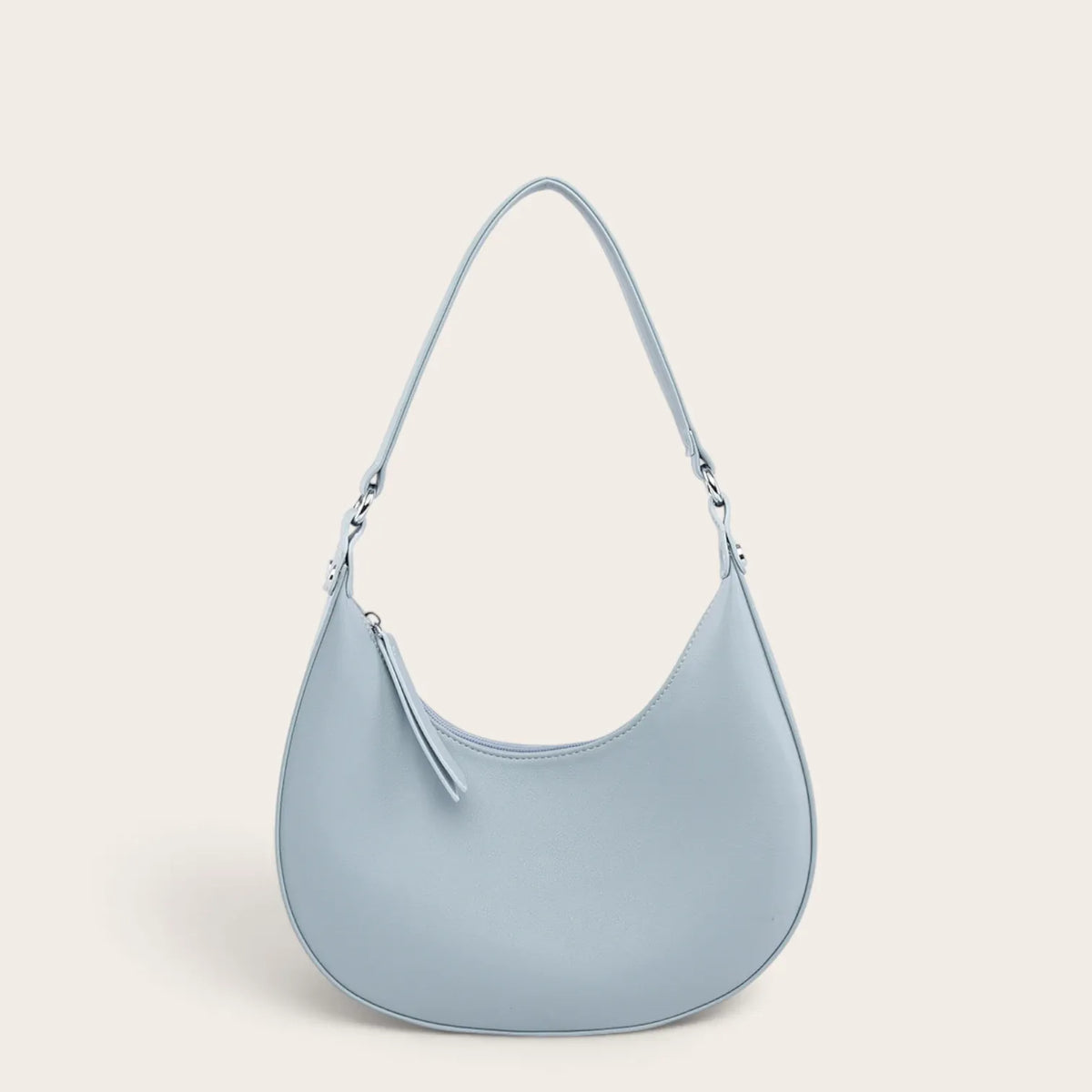 Sac croissant cuir vegan lisse Bleu clair