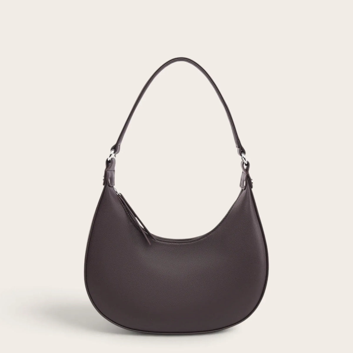 Sac croissant cuir vegan lisse Café