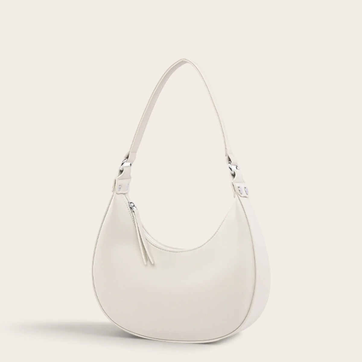 Sac croissant cuir vegan lisse Blanc