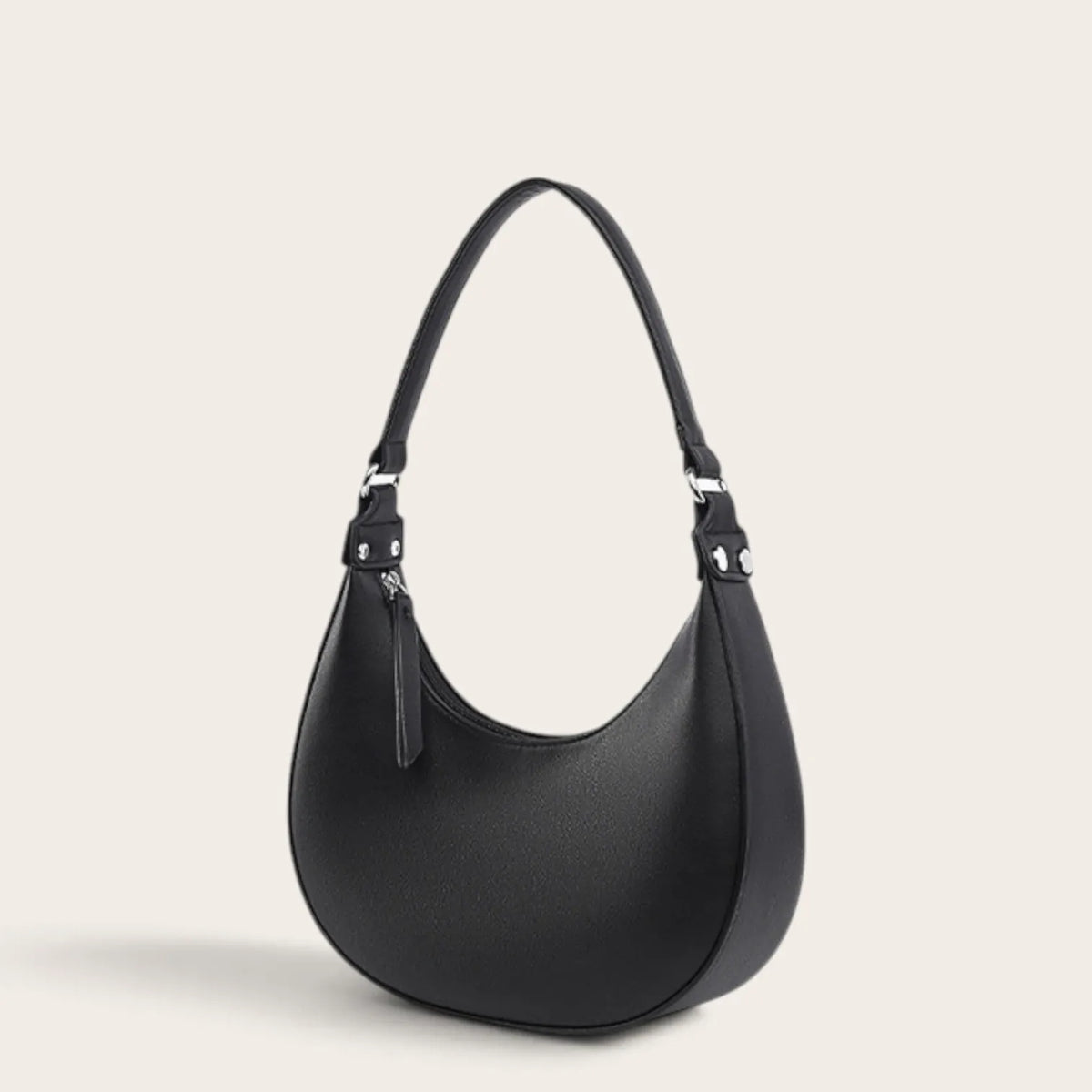 Sac croissant cuir vegan lisse Noir