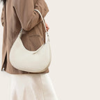 Sac croissant cuir vegan lisse Blanc