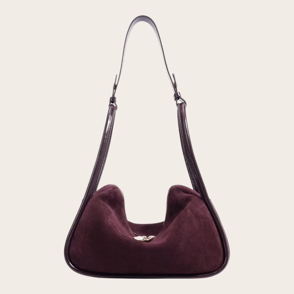 Sac croissant en daim pour femme, vue 1 Acajou