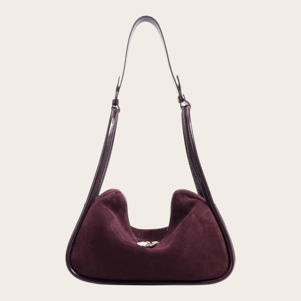 Sac croissant en daim pour femme, vue 1 Acajou