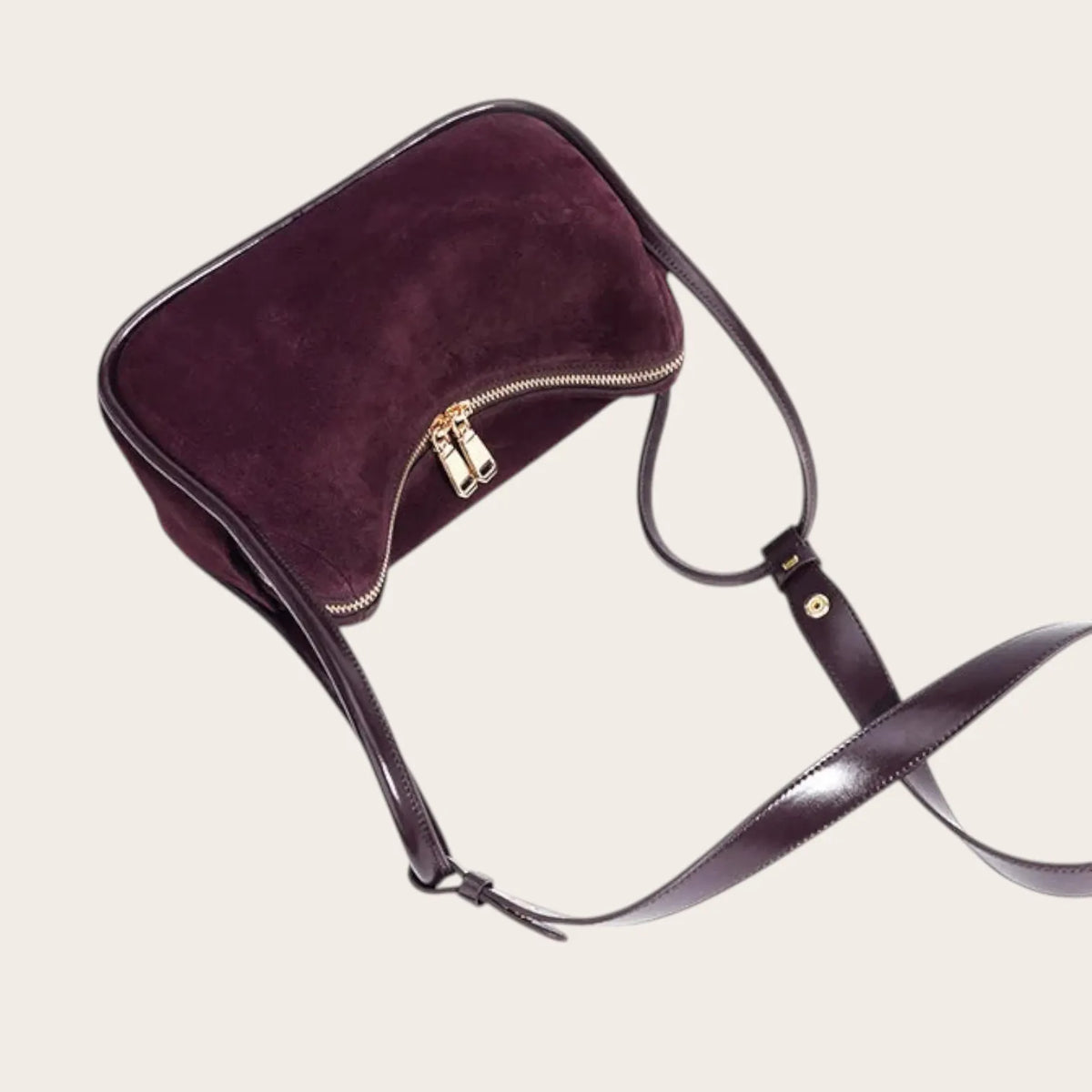 Sac croissant en daim pour femme, vue 10 Acajou