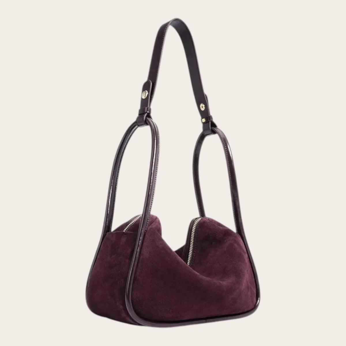 Sac croissant en daim pour femme, vue 3 Acajou