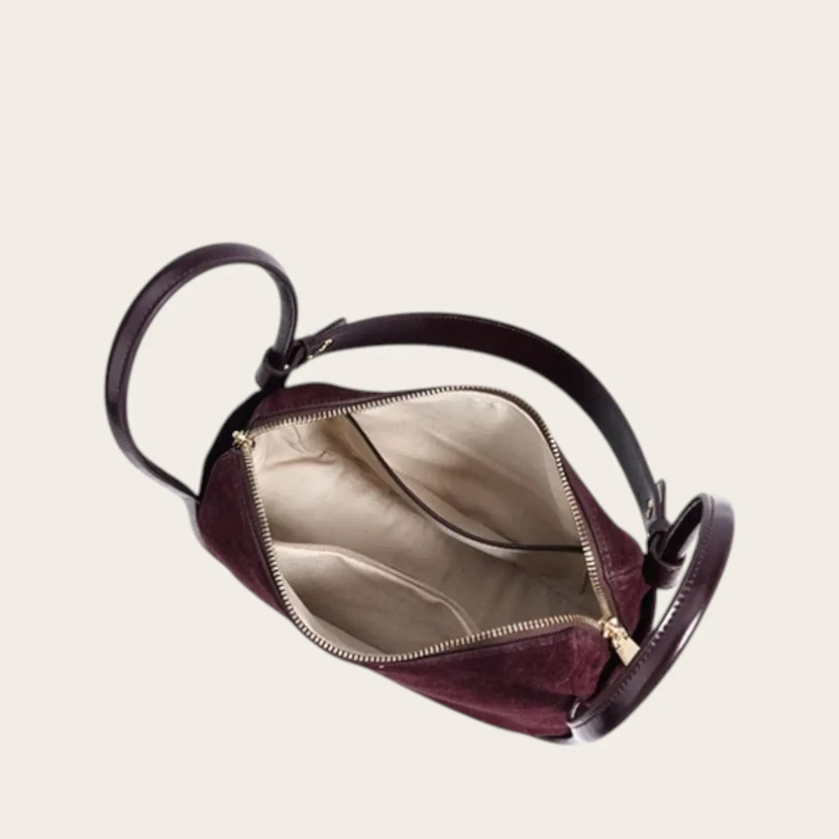 Sac croissant en daim pour femme, vue 6 Acajou