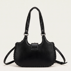 Sac demi-lune à bords tressés pendentif étoile pour femme, vue 3 - Noir