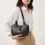 Sac demi-lune à bords tressés pendentif étoile pour femme, vue 4 - Noir
