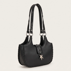 Sac demi-lune à bords tressés pendentif étoile pour femme, vue 2 - Noir