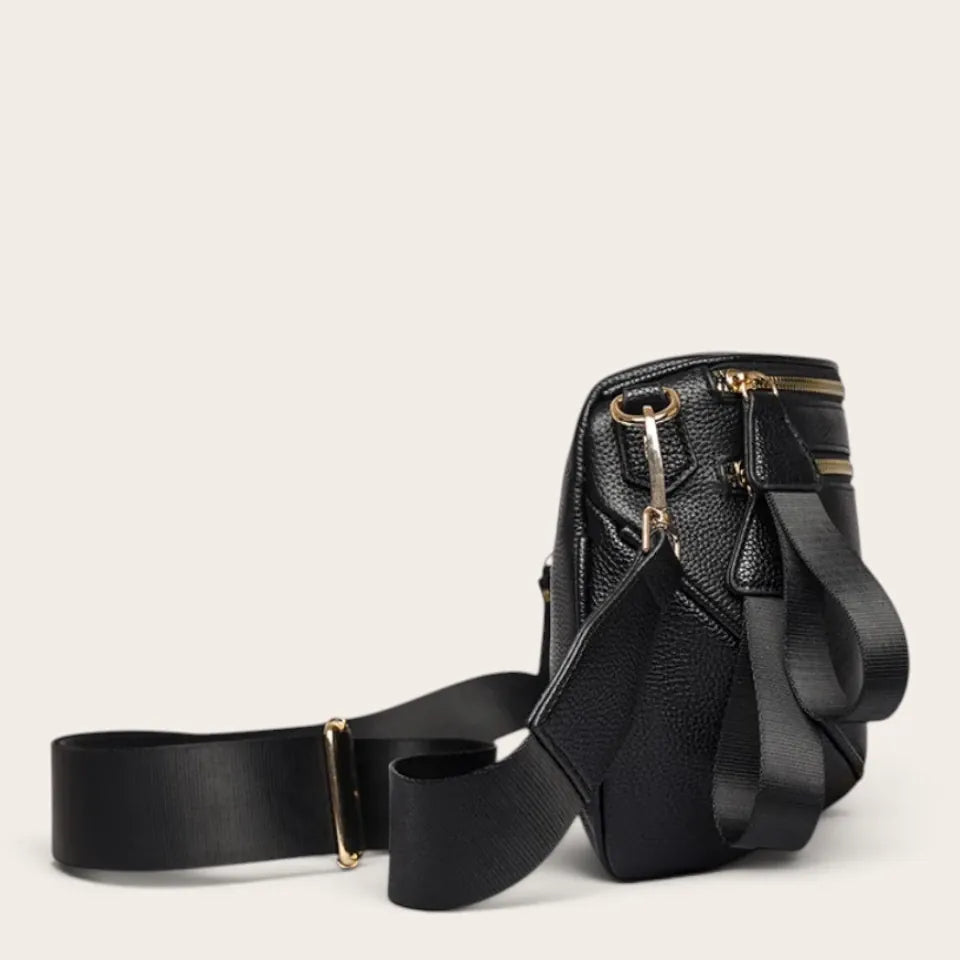 Sac demi-lune cuir grainé Noir