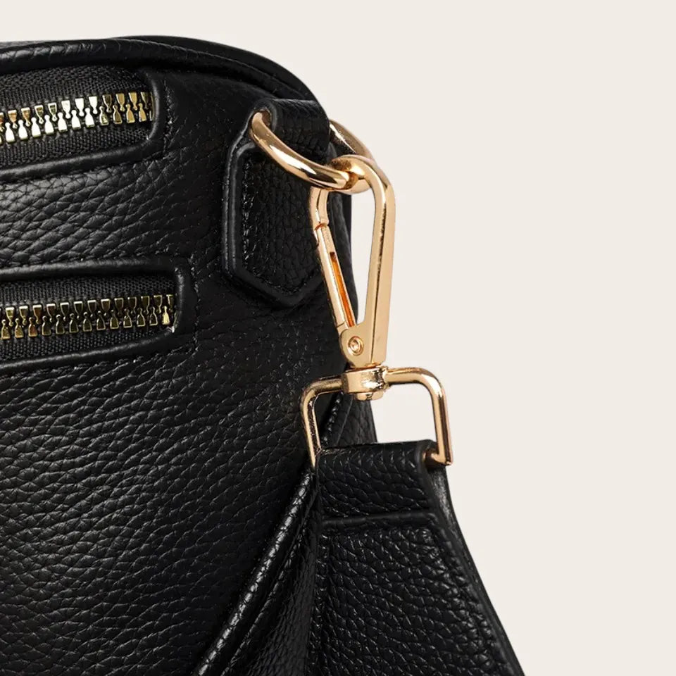 Sac demi-lune cuir grainé Noir