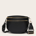 Sac demi-lune cuir grainé Noir