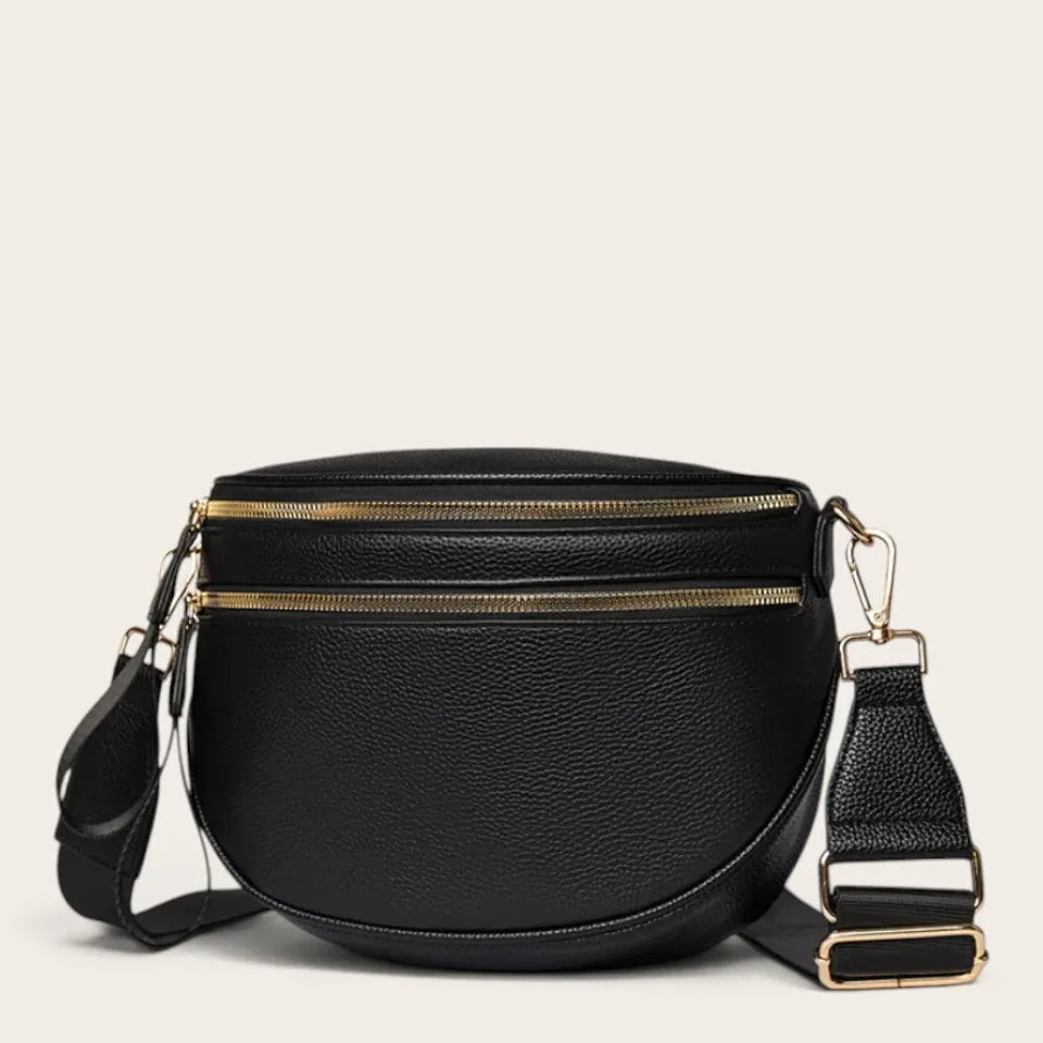 Sac demi-lune cuir grainé Noir